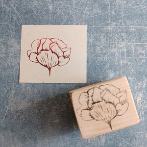Timbre en caoutchouc pivoine pour la journalisation d’art, timbre de pétales de rose, cadeau botanique, impression sur bois, timbre de mariage original, fleur de Saint-Valentin