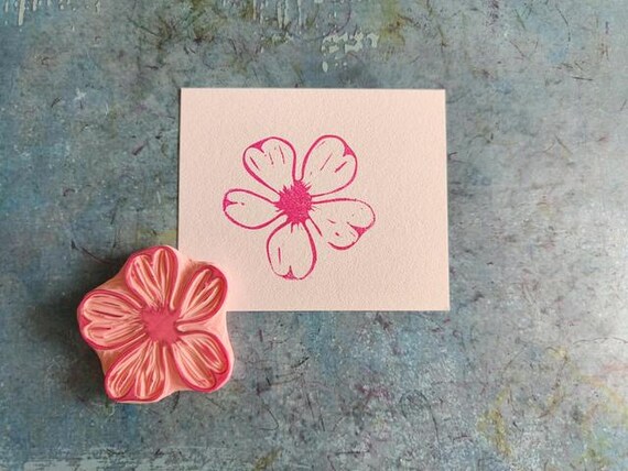 Cherry blossom rubber stamp for paper crafts, sakura stamp for bullet journal, handmade flower, scrapbooking floral embellishment, tropical