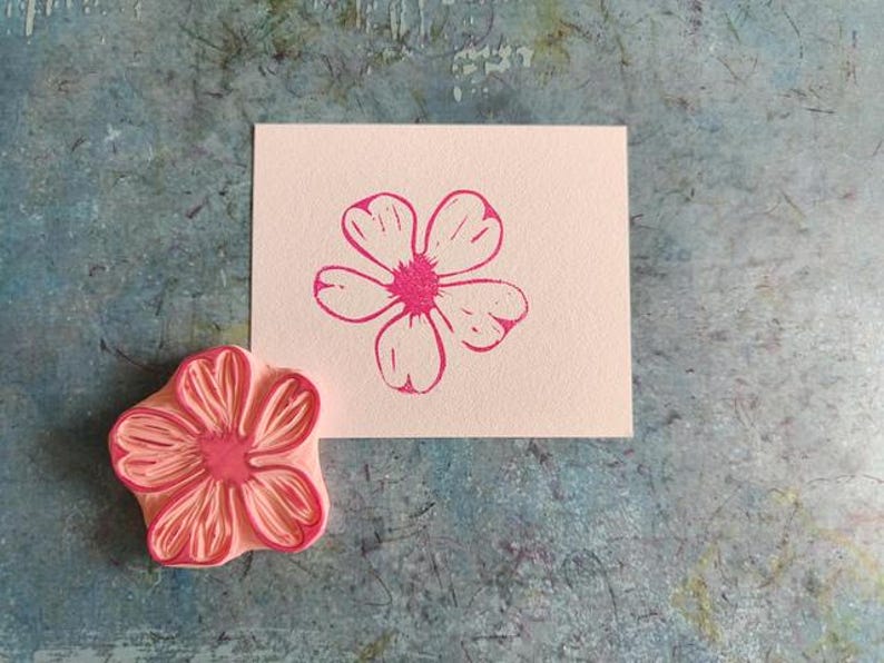 Carimbo de borracha de flor de cerejeira para artesanato em papel, carimbo de sakura para diário de marcadores, flor feita à mão, enfeite floral para scrapbooking, tropical imagem 1