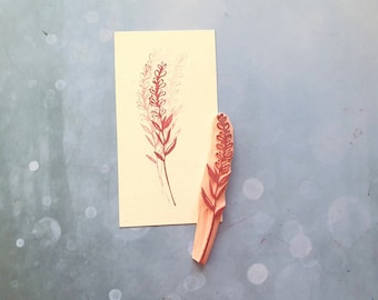 Lavender rubber stamp for wedding invitation, rustic stationery, wild flower stamp, twig journal ephemera, country decor, herb embellishment