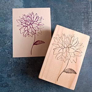 Sello de goma Dahlia para tarjeta de felicitación, sello de flor en flor para scrapbooking, efímera de jardín de primavera, estampado floral, boda glamurosa,