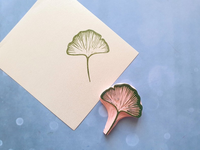 Ginkgo rubber stamp for daily journal, botanical stamp for paper lovers, image 7