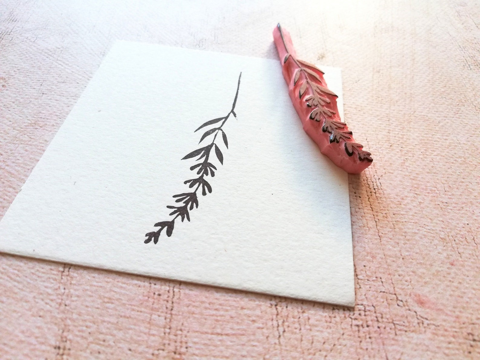 Lavender Rubber Stamp for Rustic Stationery Fabric Pattern Etsy