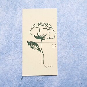 Peony Rubber Stamp for Vintage Art Journal, Blossom Flower Stamp for ...