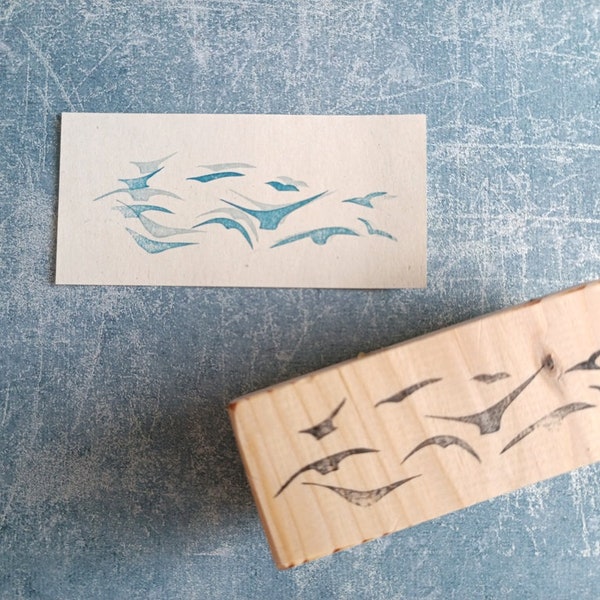 Birds rubber stamp for cardmaking, scrapbooking background stamp, animal ephemera, woodland travelers journal, autumn forest craft,