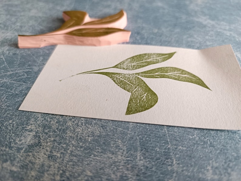Leaves rubber stamp for cardmaking, floral stamp for svrapbooking, perfect gift for artist, naqture journal supplies image 2