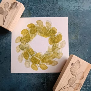 Eucalyptuskrans ambachtelijke stempel, set van 2, rubberstempel takje, wilde bloem, bruiloft briefpapier print, handgemaakte decoratie, efemere kaarten maken