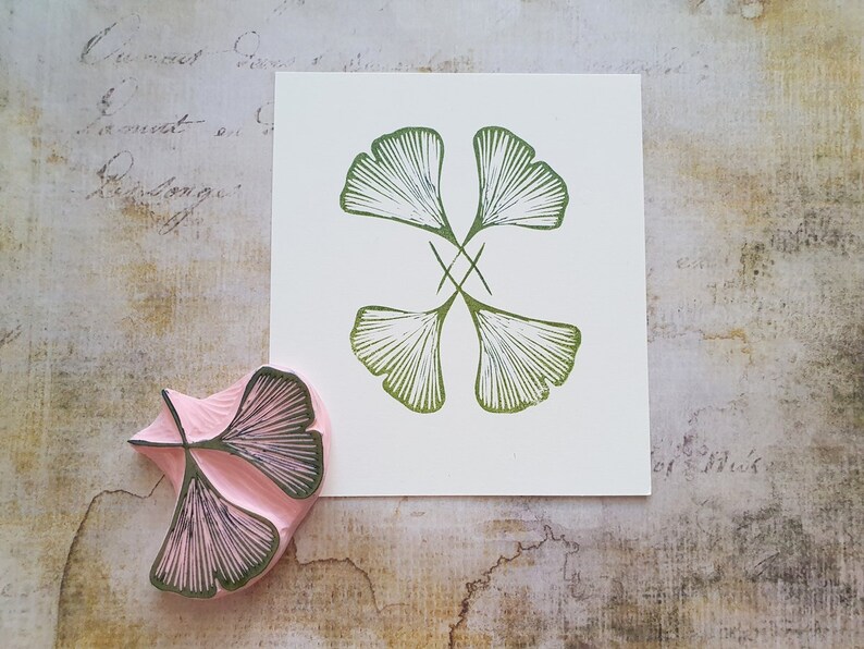 Ginkgo leaf rubber stamp for journaling leave decorative Etsy