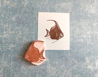 Fish rubber stamp for cardmaking, sea animal stamp for scrapbooking, wild life stationery, ocean treasures, gift for nature lovers,