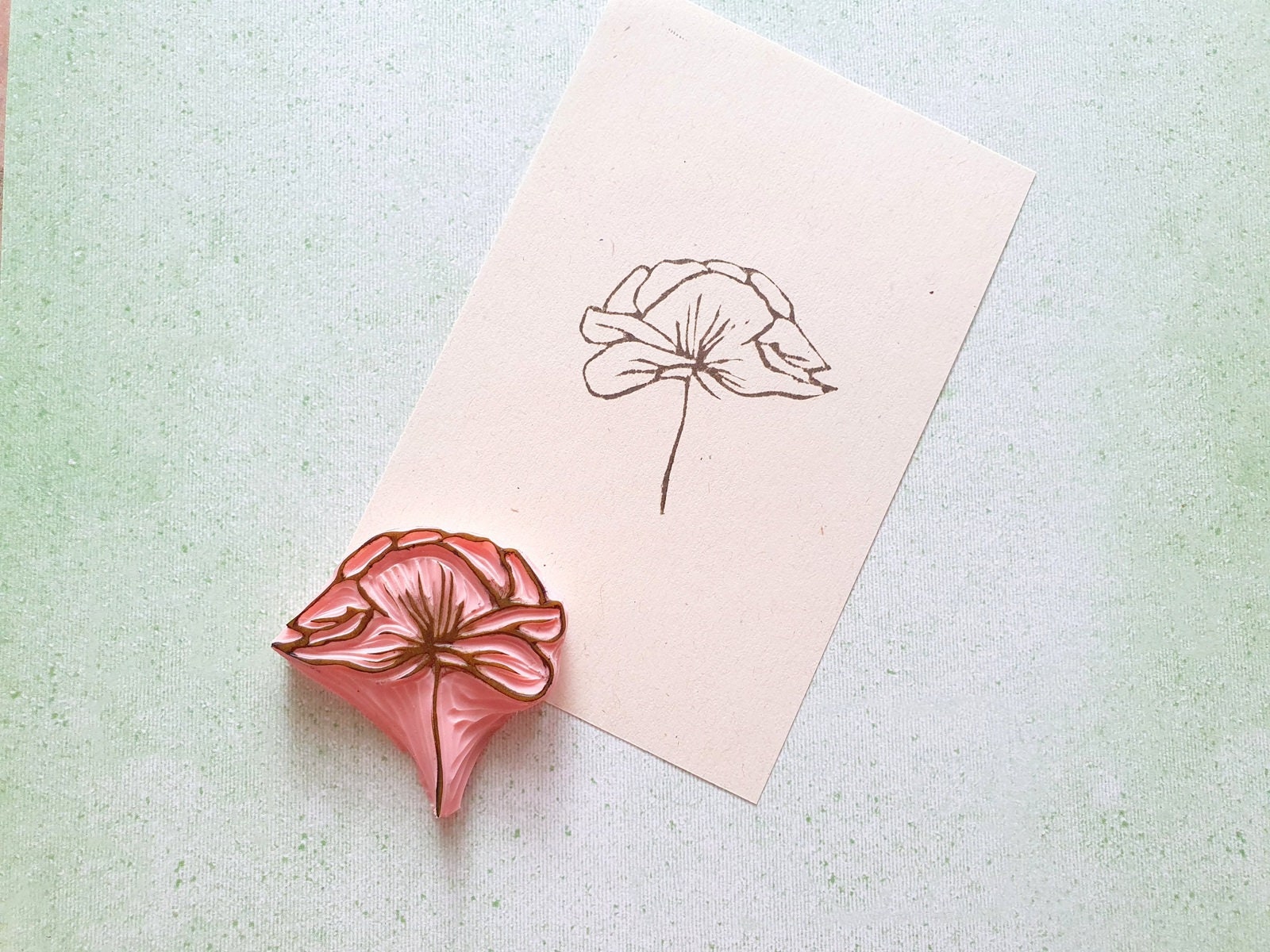 Peony Rubber Stamp for Cardmaking, Blossom Flower Stamp for ...