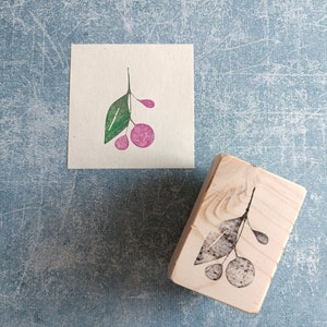 Bessenstempel voor kaarten maken, rubberstempel takje voor junkjournal, vintage designbriefpapier, botanische versiering, ephemera van de natuur
