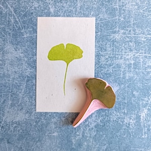 Timbro di gomma foglia di Ginkgo per diario quotidiano, francobolli per carte di ossessione per impressioni, timbro di argilla, stampa effimera vintage, design di carta botanica,