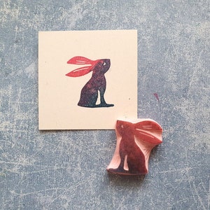Rubberstempel paashaas, dieren in het wild dierenstempel, rustiek kaartmateriaal, lente bullet journal, haas dierenbos, cadeau voor biologieleraar