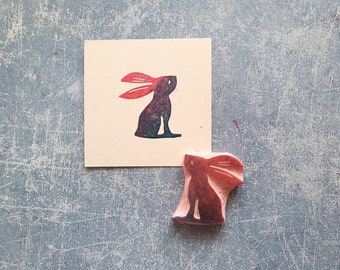 Easter bunny rubber stamp, wildlife animal stamp, rustic card supply, spring bullet journal, hare animal woodland, gift for biology teacher