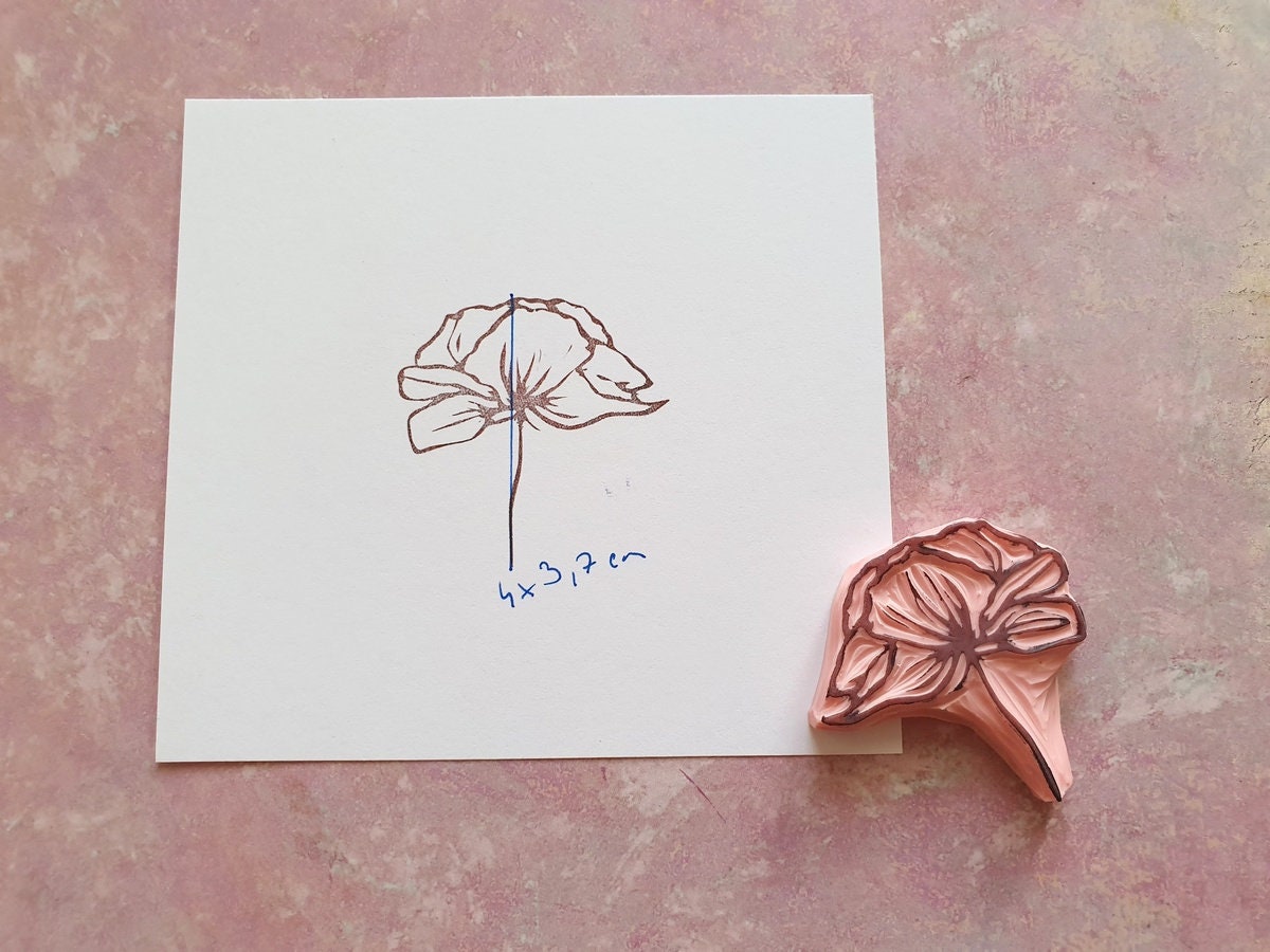 Peony Rubber Stamp for Cardmaking, Blossom Flower Stamp for ...