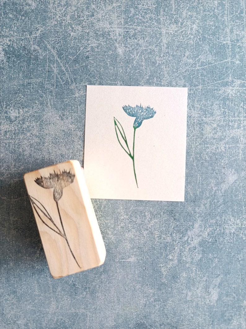 Blue cornflower rubber stamp for cardmaking, wild flower stationery, scrapbooking paper decor, shabby chic template, gift for teacher, image 9