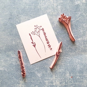 Ensemble de tampons en caoutchouc brindille de 3, invitation de mariage rustique, ensemble cadeau de fleurs sauvages, décor de journal de balle, papeterie boho, cadeau de vacances