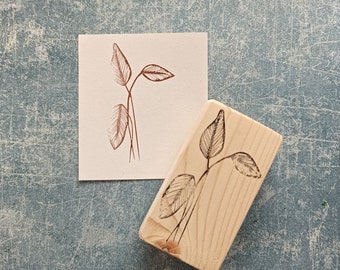 Leafs rubber stamp for cardmaking, twig greenery stamp, rustic branch decor, nature stationery, botanical plant ephemera, wild flower