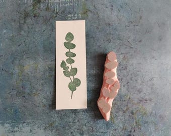 Eucalyptus leaf rubber stamp for bullet journal, botanical twig ephemera, country branch decor, life planner, boho wedding, biology art