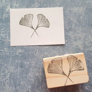 Ginkgo leaf rubber stamp for journaling, leave decorative stamp, fabric print, garden tree stationery, country woodland, snail mail