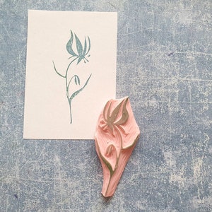 Carimbo de borracha de flor selvagem para casamento rústico, coisas efêmeras florais, decoração boho, diário botânico, convite vintage, aniversário