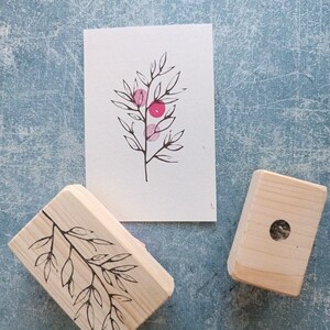 Mountain ash rubber stamp set, Forest berry twig, botanical art journal, Christmas woodland tile, montessori materials, educational supply image 10