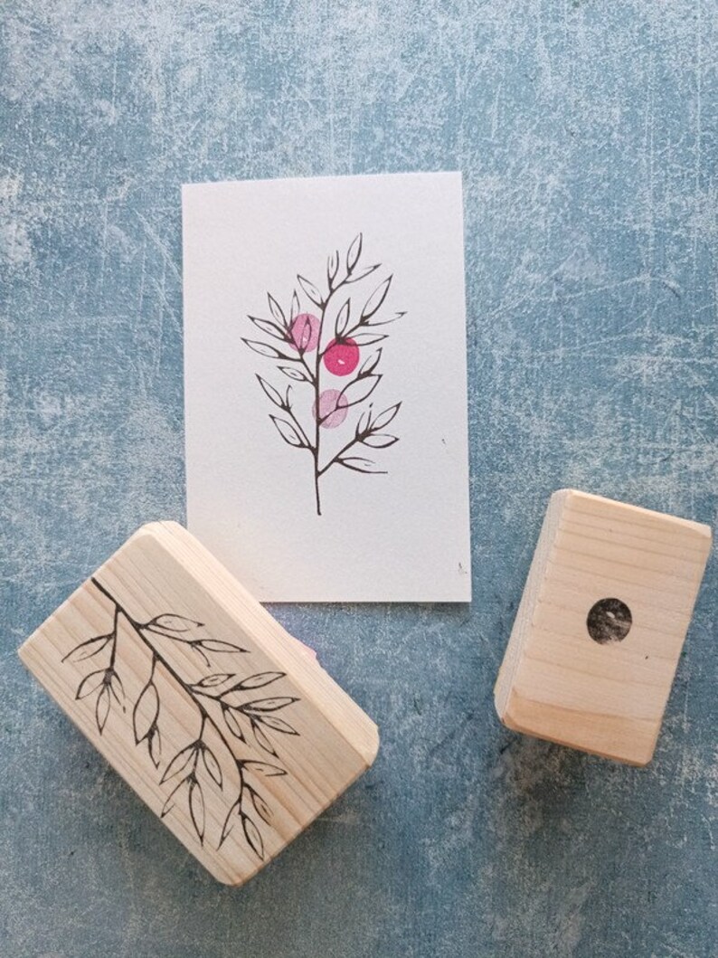 Mountain ash rubber stamp set, Forest berry twig, botanical art journal, Christmas woodland tile, montessori materials, educational supply image 10