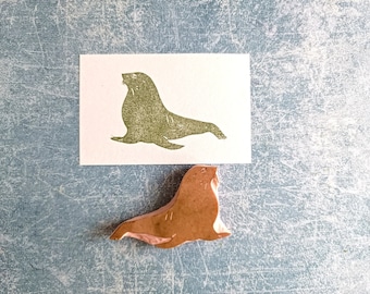 Greenland seal rubber stamp, ocean animal print, naturalist's gift, sea life stamp, polar animal stationery
