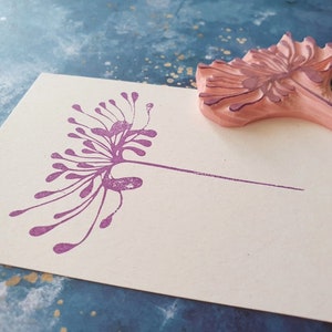 japanese lily rubber stamp for handmade cards, asian flower stamp, wild stamp decor, vintage postage, wedding diary, lotus dandelion pattern image 9
