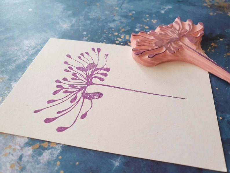 japanese lily rubber stamp for handmade cards, asian flower stamp, wild stamp decor, vintage postage, wedding diary, lotus dandelion pattern image 9