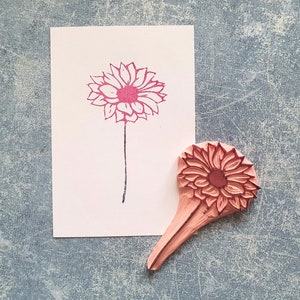 Zonnebloem rubberen stempel voor dagboek decoratie, kaart maken bloem stempel, botanische kunst dagboek, eenvoudige bruiloft decor, zomer weide print