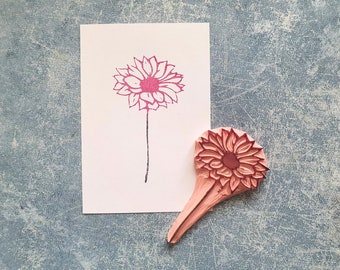 Sunflower rubber stamp for journal decoration, cardmaking flower stamp, botanical art journal, simple wedding decor, summer meadow print