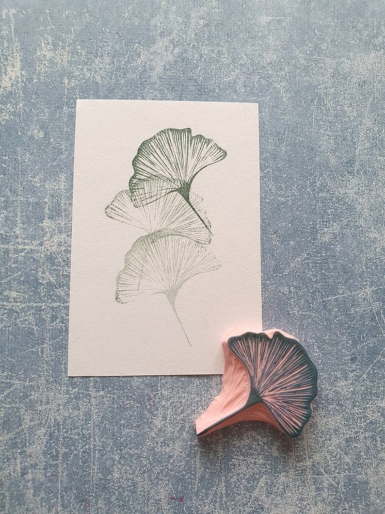 Ginkgo rubber stamp for daily journal, botanical stamp for paper lovers, image 10