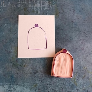 Cloche stolp stempel, glazen cloche stempel, miniatuur glazen stolp stempel