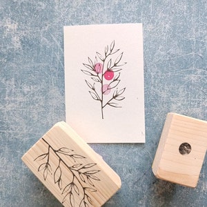 Mountain ash rubber stamp set, Forest berry twig, botanical art journal, Christmas woodland tile, montessori materials, educational supply mounted