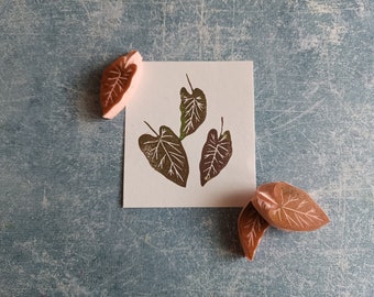 Leaf rubber stamp set of 3, cardmaking botanical stamp, scrapbooking supplies, gift for cardmakers, botanical wedding stationery, country