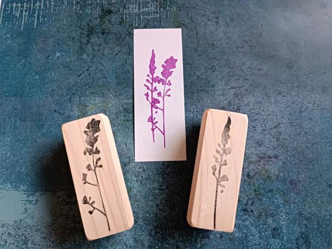 Wildflower Twig Rubber Stamps Set of 2, Botanical Floral Stamps for ...