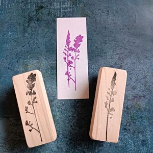 Conjunto de 2 carimbos de borracha de galho, carimbos de flores silvestres para fazer cartões, padrão de fundo, papelaria rústica para casamento, galho de floresta, galho de floresta