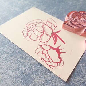 Peony Rubber Stamp Set for Wedding Journal, Botanical Scrapbooking ...