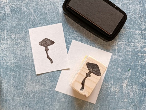 Mushroom rubber stamp for travelers notebook, wildlife stamp for cardmaking, forest design, woodland stationery, vintage recipe card