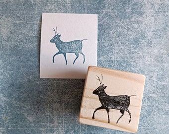 Deer rubber stamp for cardmaking, wild animal stamp for scrapbooking, forest animal printing block, Chrotmas themed stationery