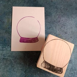 Snowglobe-rubberstempel, ambachtelijke vakantiestempel, winter Snowglobe-stempel voor dagboek