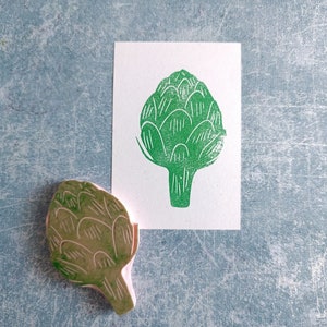 Artichoke rubber stamp for fresh market bags, vegetable stamp for printing on fabric, eco busines package, garden journal, gift for Chef