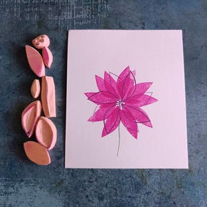 Conjunto de impressão de flores selvagens de 8, carimbos de borracha criativos para padrão de design próprio, conjunto de combinação infinita, artesanato de verão, atividades infantis