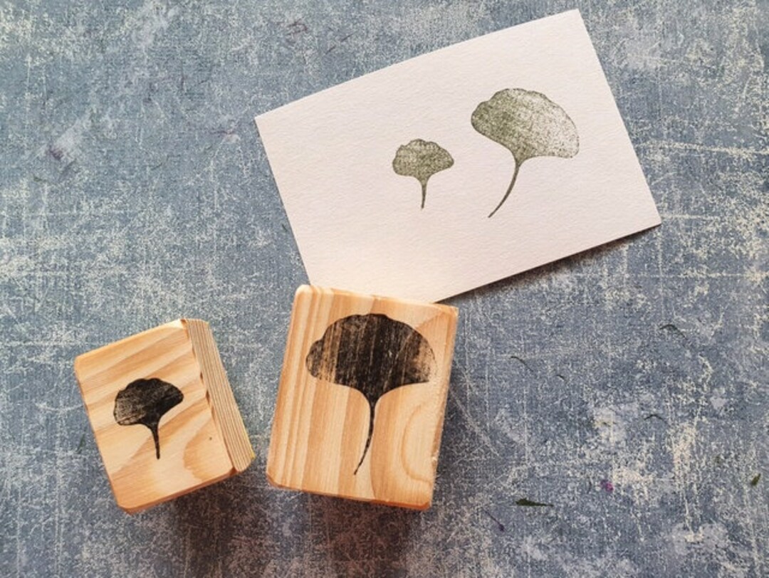 Ginkgo Biloba Rubber Stamp Set Ginkgo Leaf Printing Block Etsy