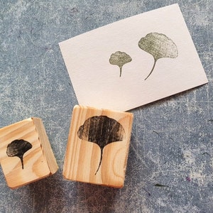 Ginkgo biloba rubber stamp set, ginkgo leaf printing block, leaf pattern tool, botanical design, embellish scrapbook