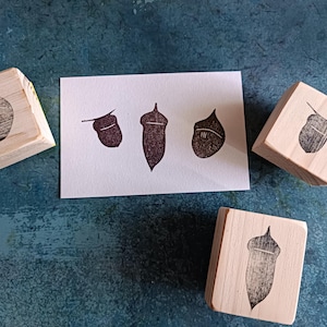 Set di 3 timbri in gomma a forma di ghianda, set di timbri autunnali per la creazione di biglietti, lavoretti di carta autunnali, attività per bambini, decorazioni con alberi di quercia,