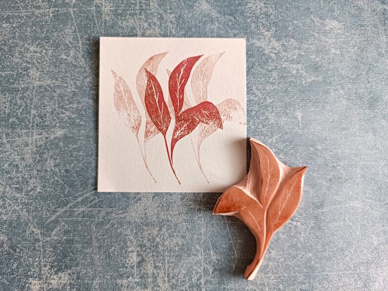 Leaves rubber stamp for cardmaking, floral stamp for svrapbooking, perfect gift for artist, naqture journal supplies image 3