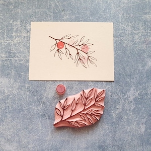 Mountain ash rubber stamp set, Forest berry twig, botanical art journal, Christmas woodland tile, montessori materials, educational supply image 5