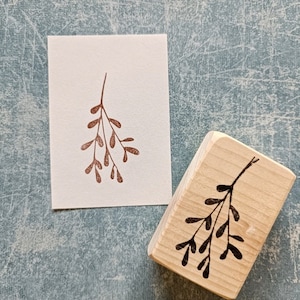 Mistletoe rubber stamp for Christmas card, seasonal greeting stamp, hand stamping wreath, holly stationery, xmas gift tag, fairy plant